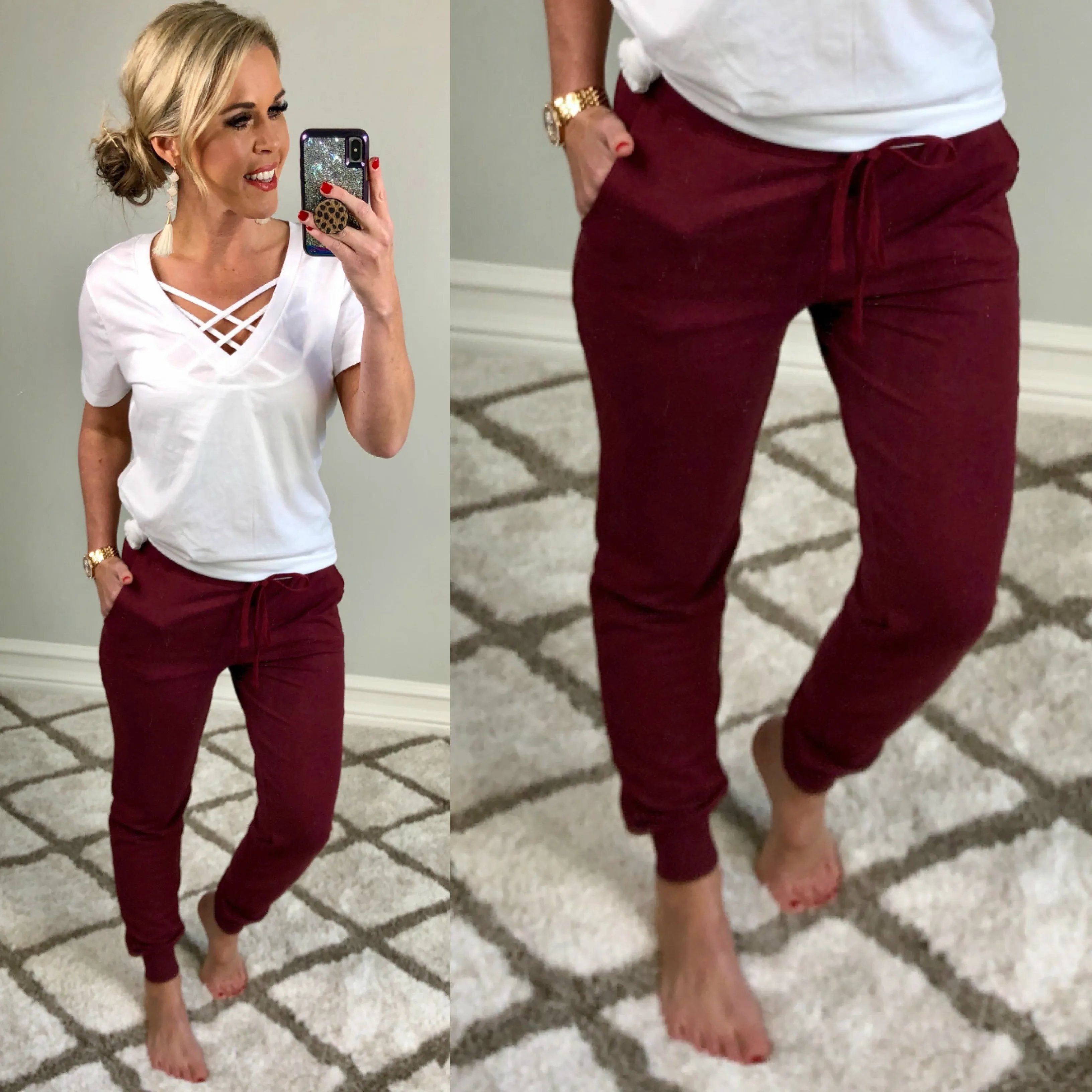 Burgundy Pocket Joggers