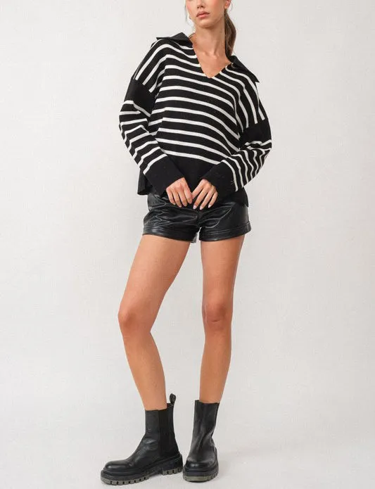 Collared Stripe Top