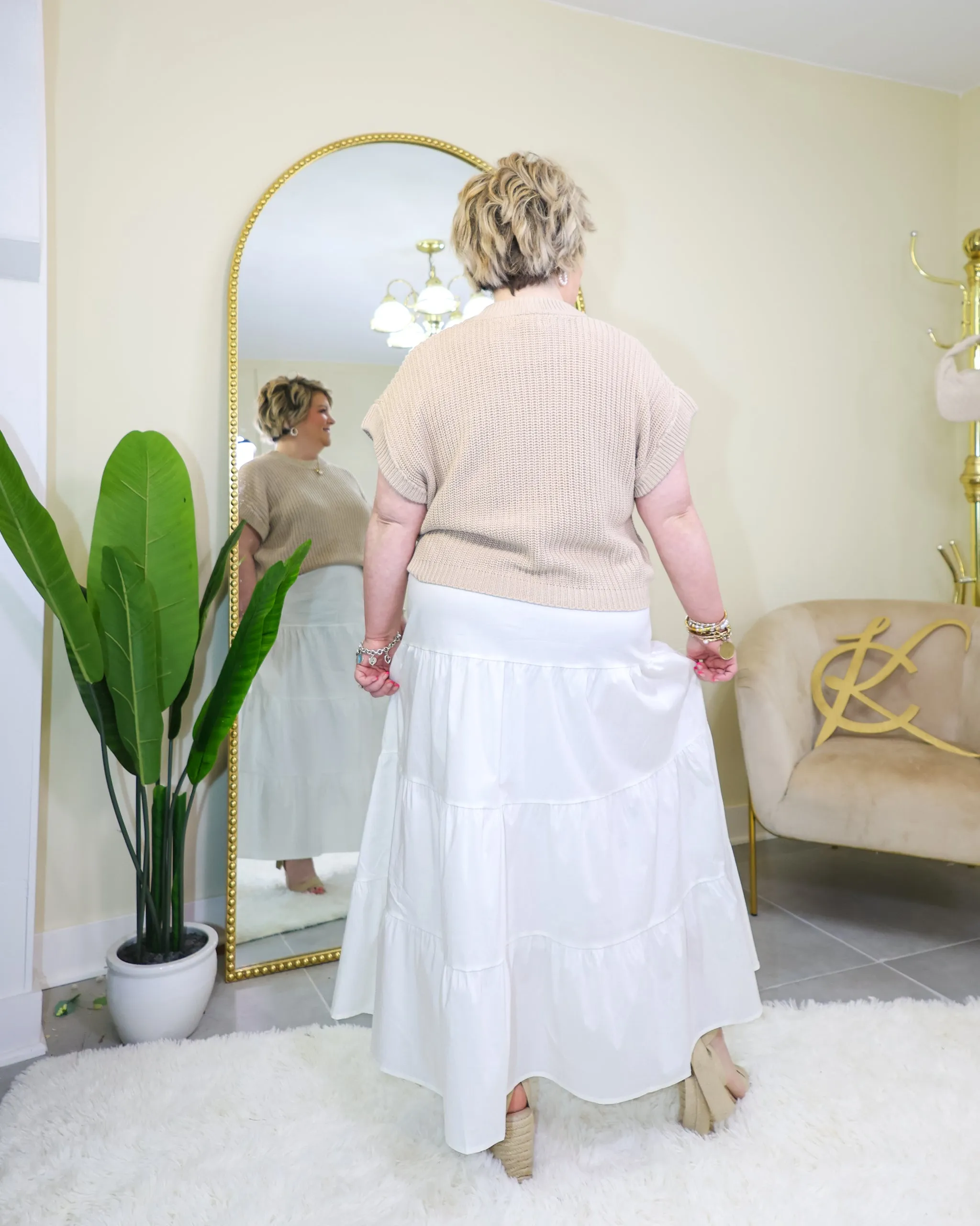 Elan Salt & Linen Midi Sweater Dress