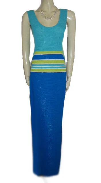 *GORGEOUS ST.JOHN BY MARIE GRAY FABULOUS KNIT DRESS IN ROYAL BLUE, LIME & AQUAMARINE