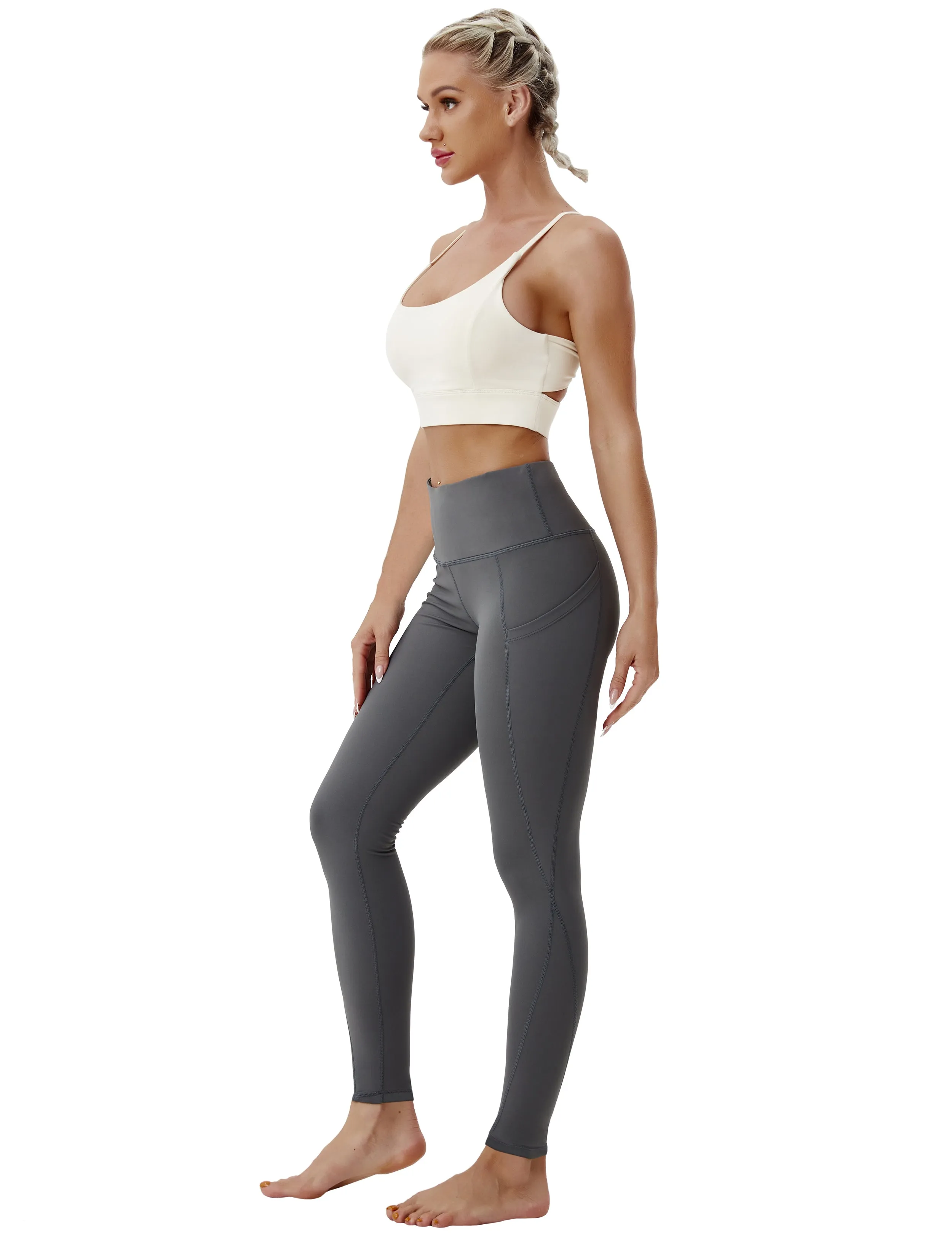 High Waist Side Pockets Pilates Pants shadowcharcoal_Pilates