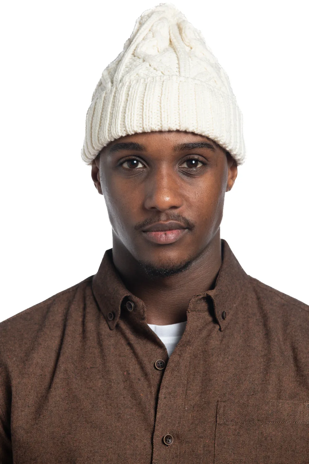Made in Ireland Merino Wool Cable Knit Toque in Natural