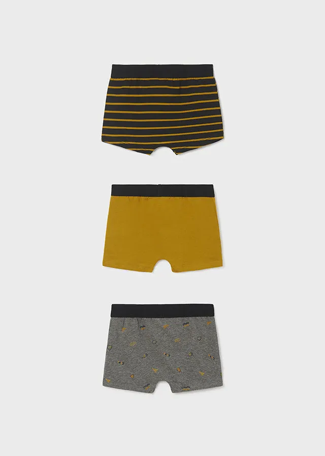 Mayoral Boxer Briefs Goldenrod/Stripes/Grey (3 Pack): Size 2 to 16