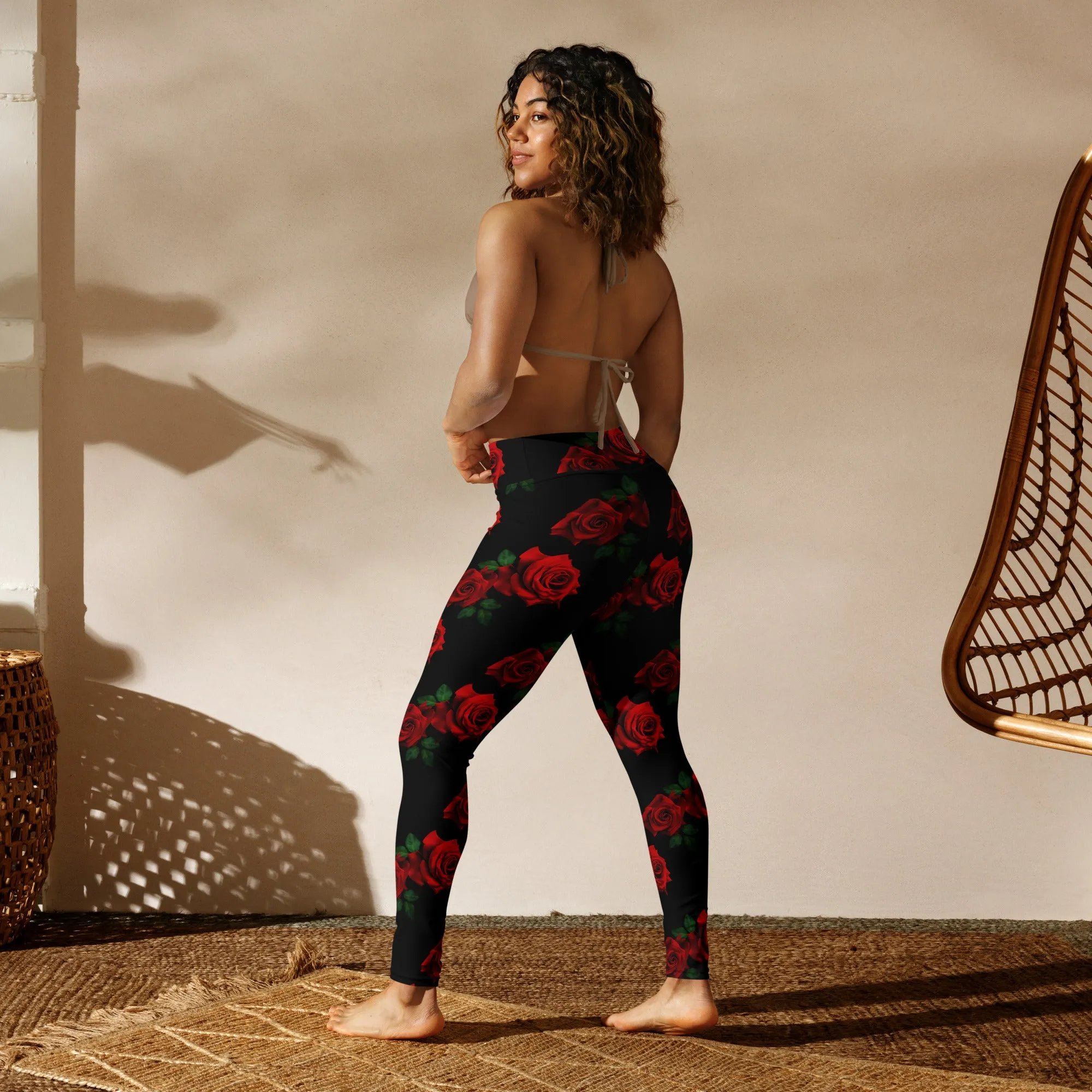 Red Roses Yoga Leggings
