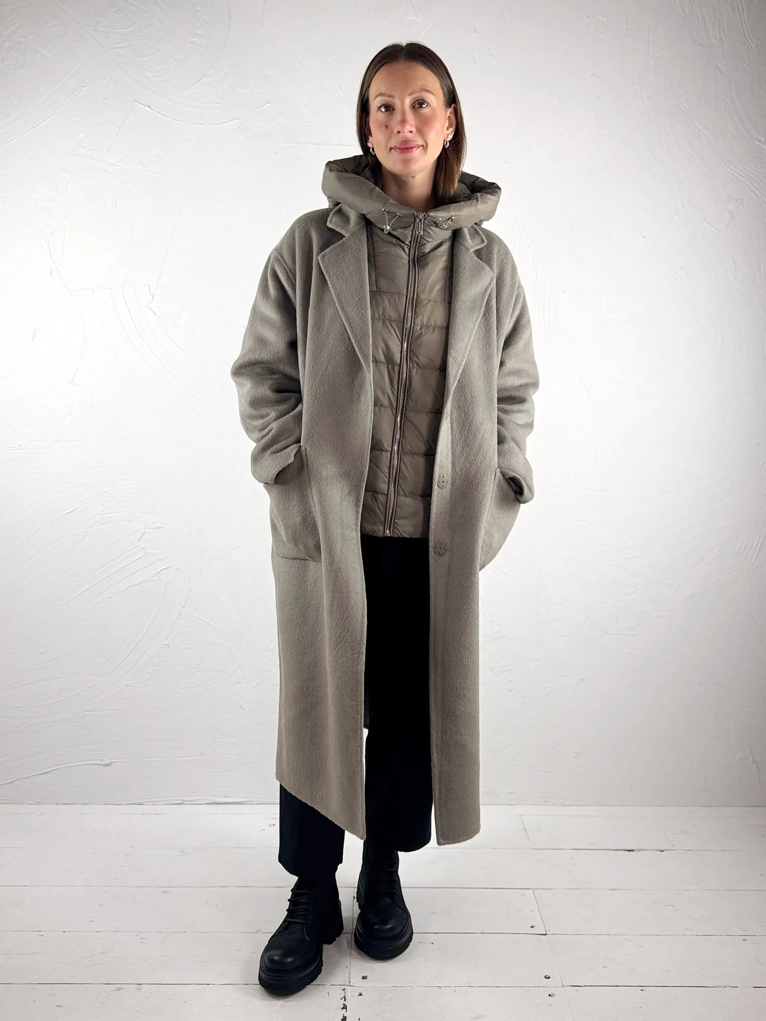 Rino   Pelle Two-in-One Coat Reni - Dark Artichoke