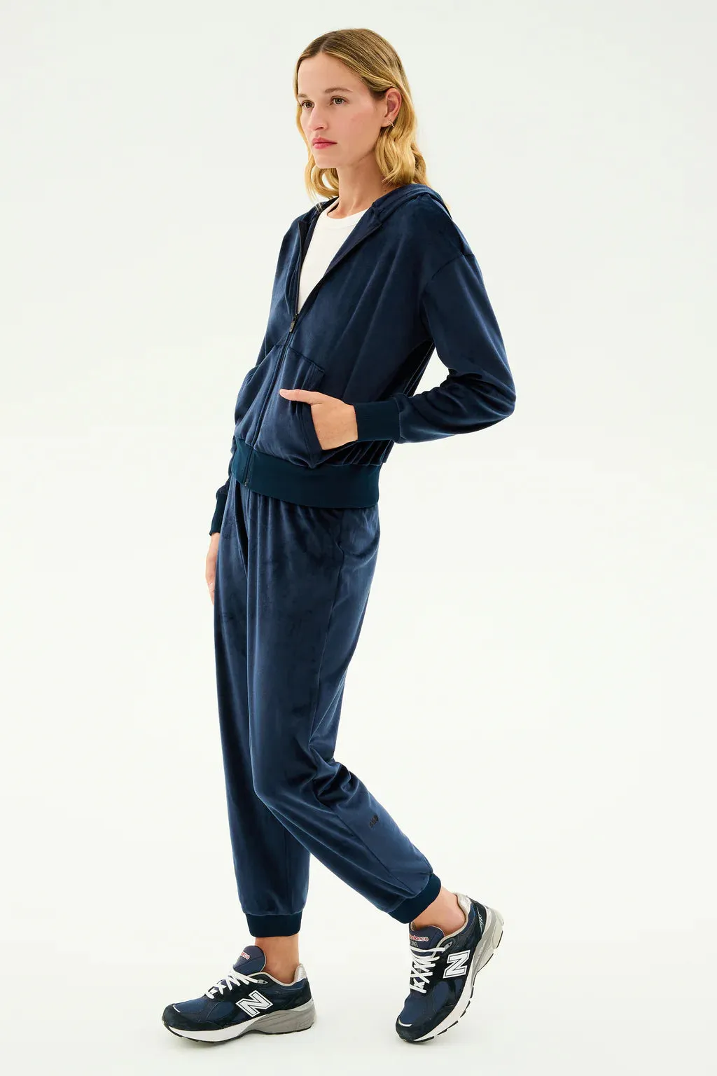 Splits59 Rhys Velour Zip Up Hoodie - Indigo