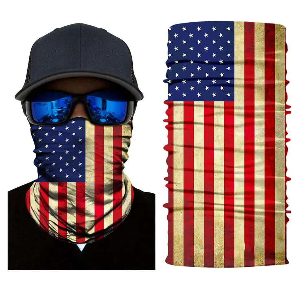 USA 3D National Flag Print Neck Balaclava-Scarf / Sun Protective Neck Tube Headwear