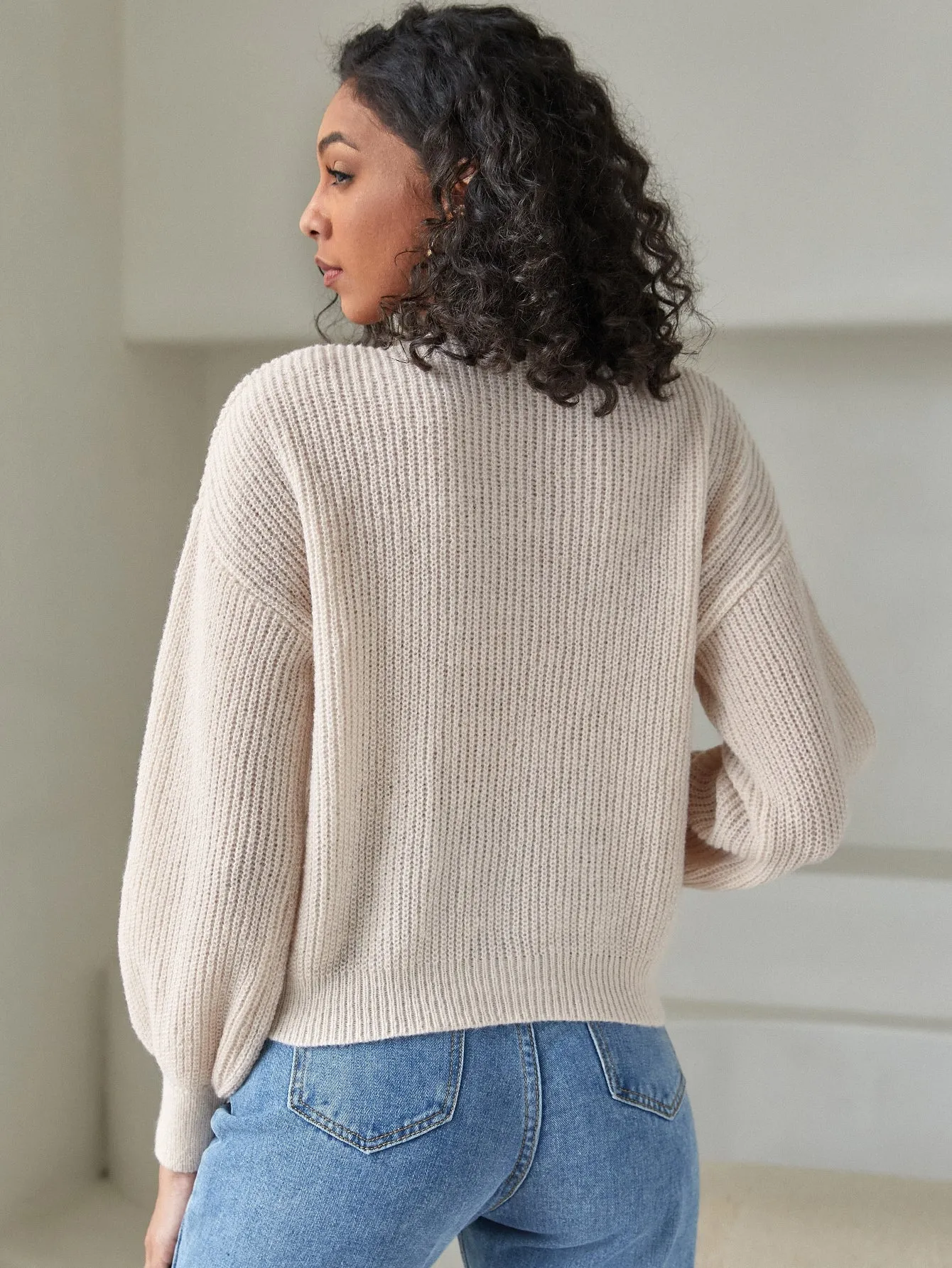 Women's Button Front Drop Shoulder Cardigan