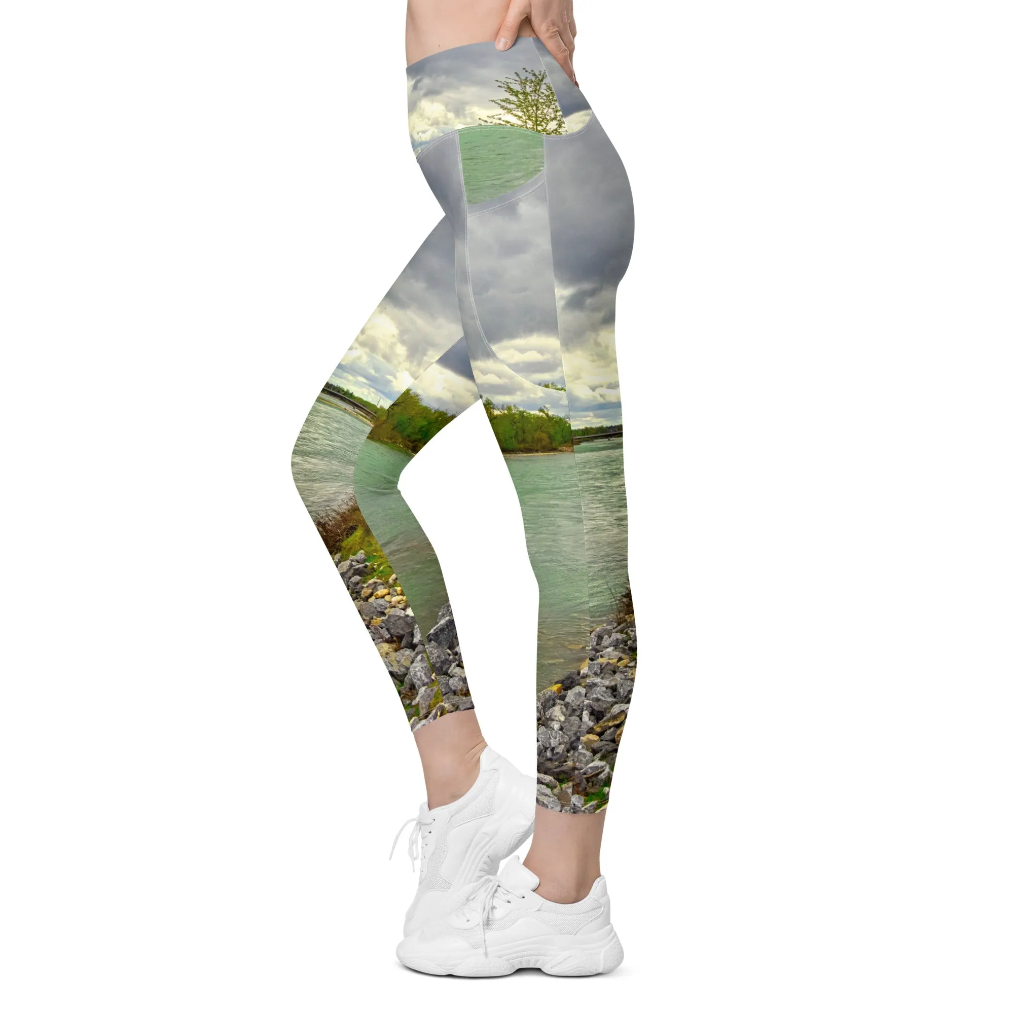 Women's Leggings with Pockets - Calgary Bow River East Village