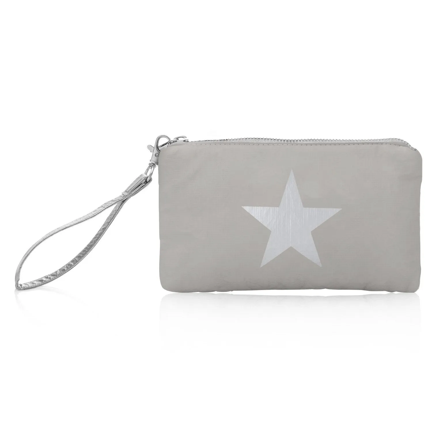 Zip Wristlet in Earth Gray with Silver Star